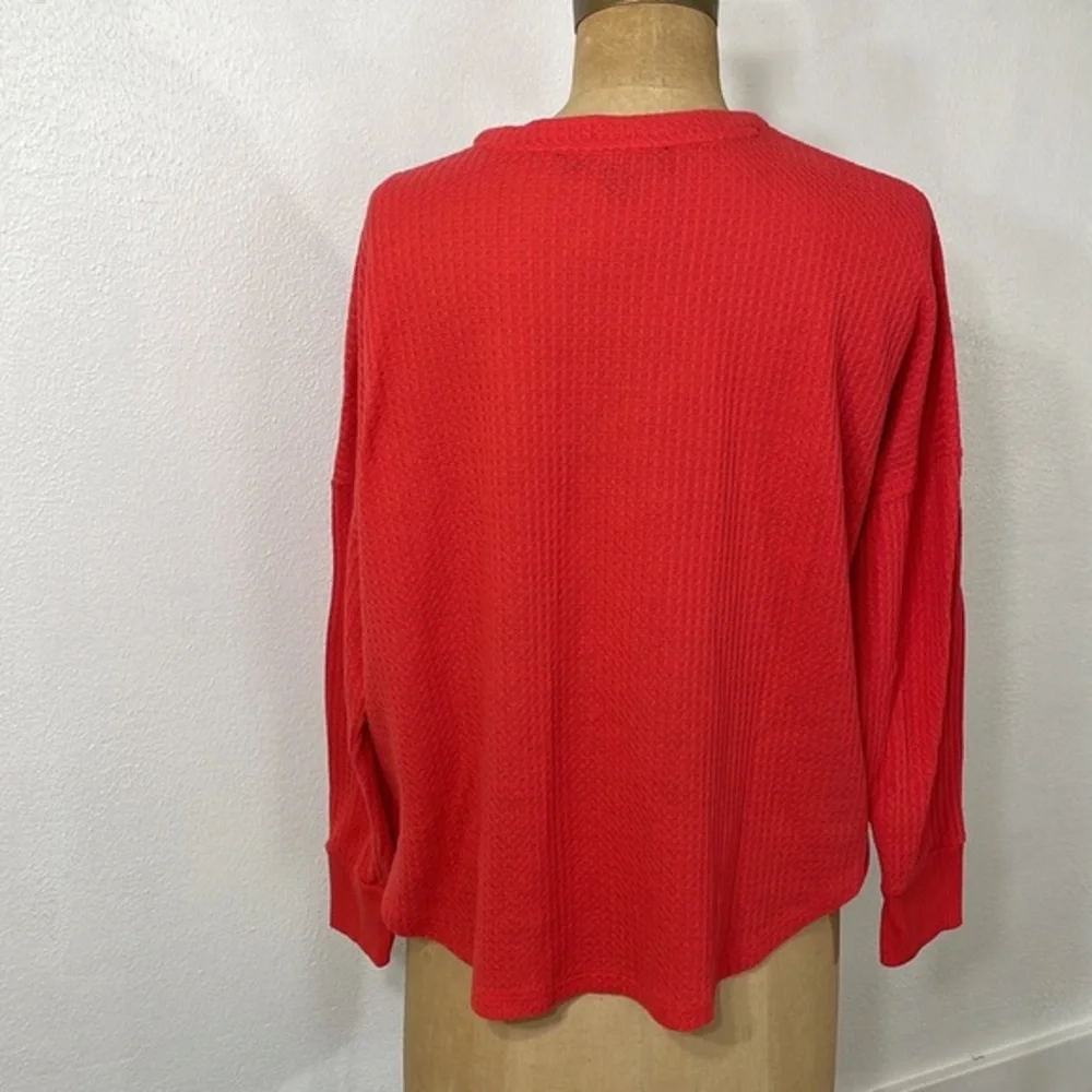 Tommy Hilfiger coral red, waffle knit drop shoulder cardigan - Picture 3 of 7